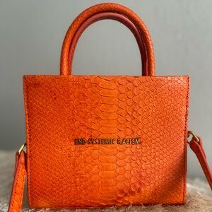 Brandon Blackwood “End Systemic Racism” Tote. Python Snakeskin. Color: Orange